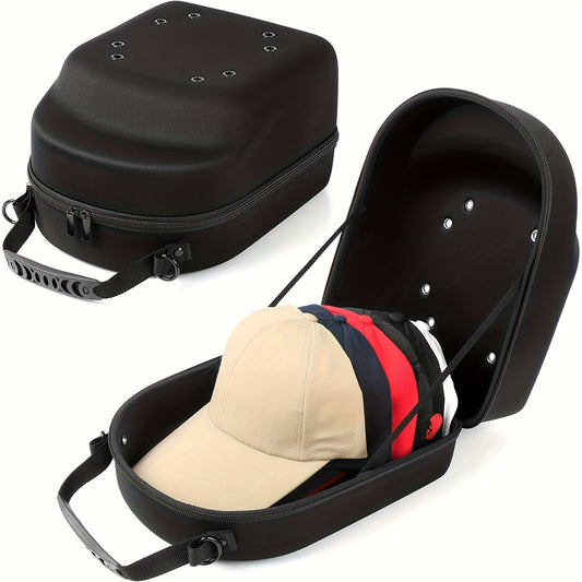 Black Hat Travel Case with Adjustable Strap - Durable Baseball Hat Storage Bag